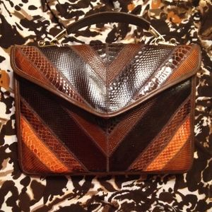 Snakeskin Envelope Clutch by Varon, Vintage 1970s